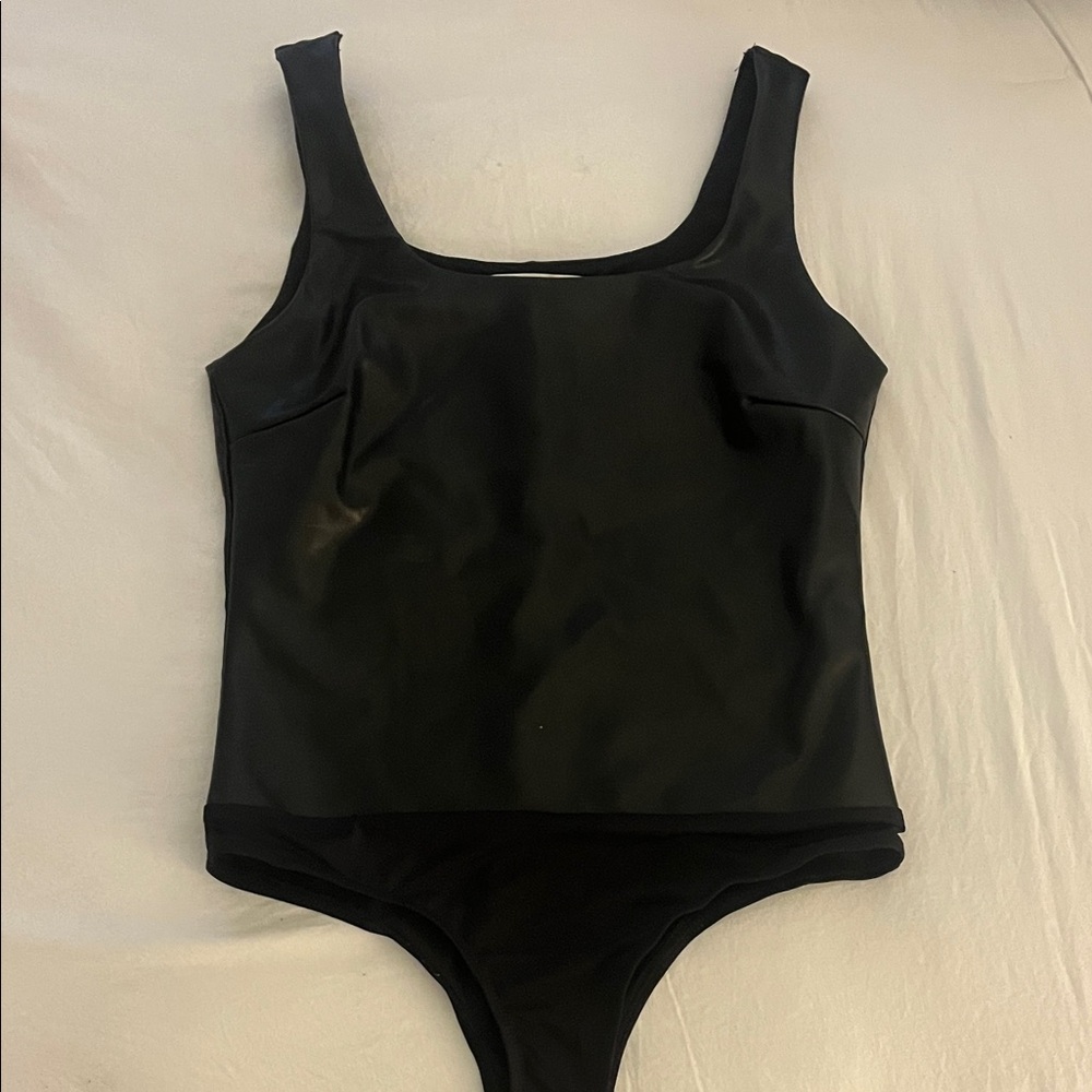 Women’s Black Leather Bodysuit